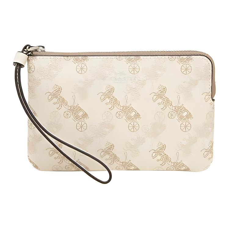 

COACH Угловая молния с покрытием из гладкой кожи кошелек монетница клатч женский кремово белый