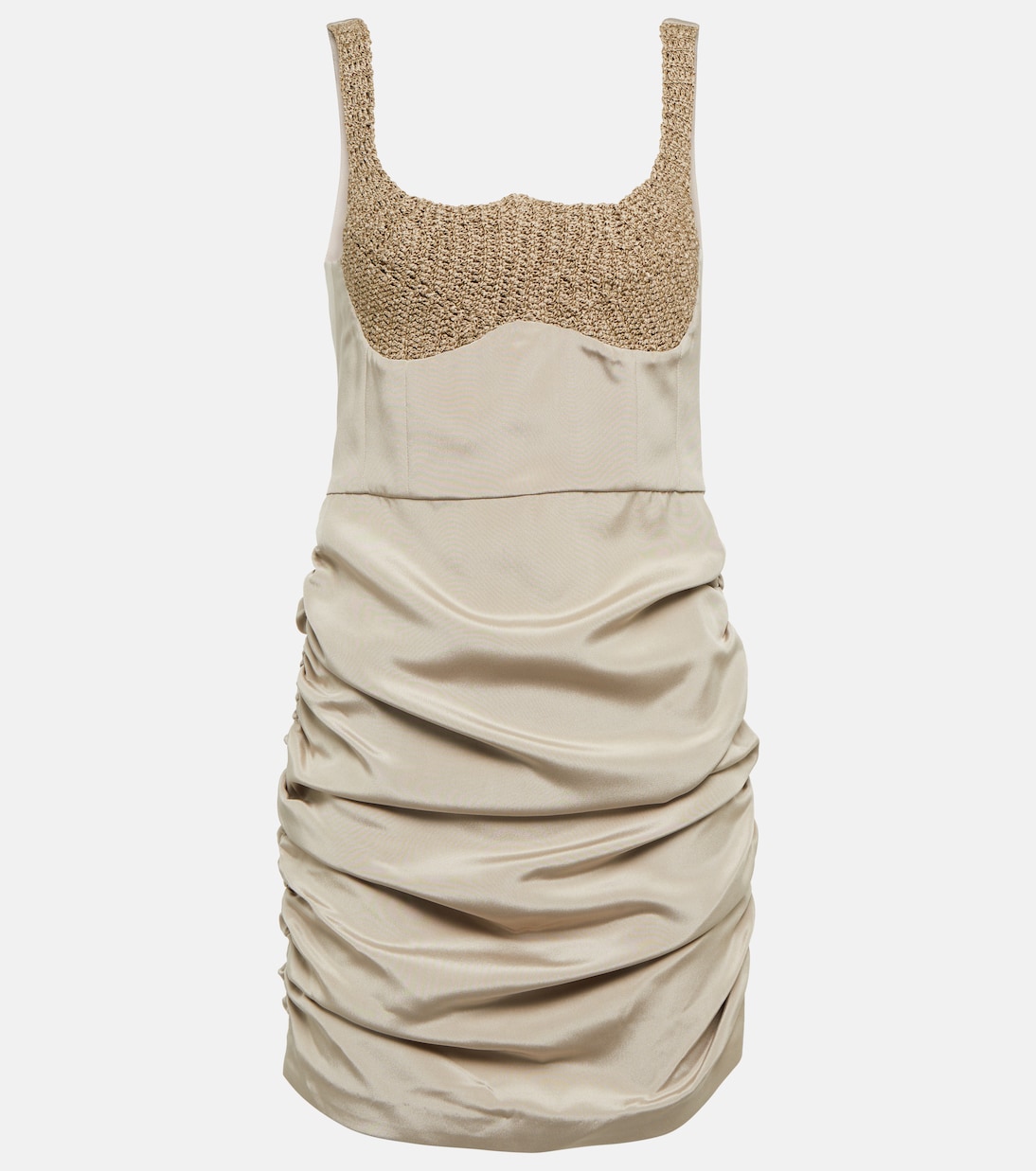 

Мини-платье Almeria из смесового шелка с рюшами The Mannei, бежевый