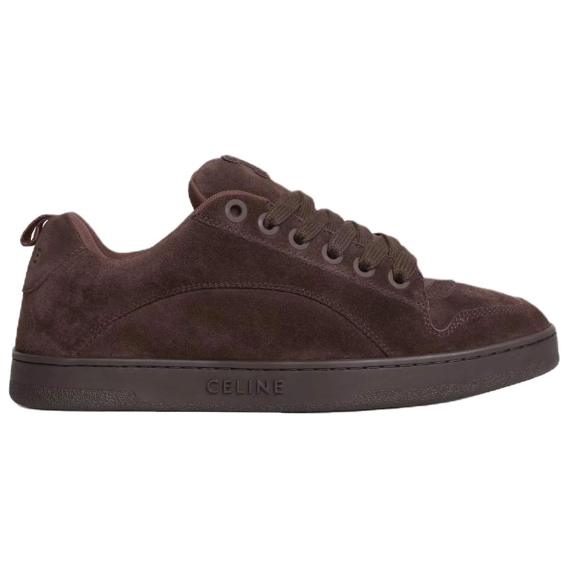 CELINE Кроссовки skateboard мужские low top из спилка huntington темно-коричневые — фото 3
