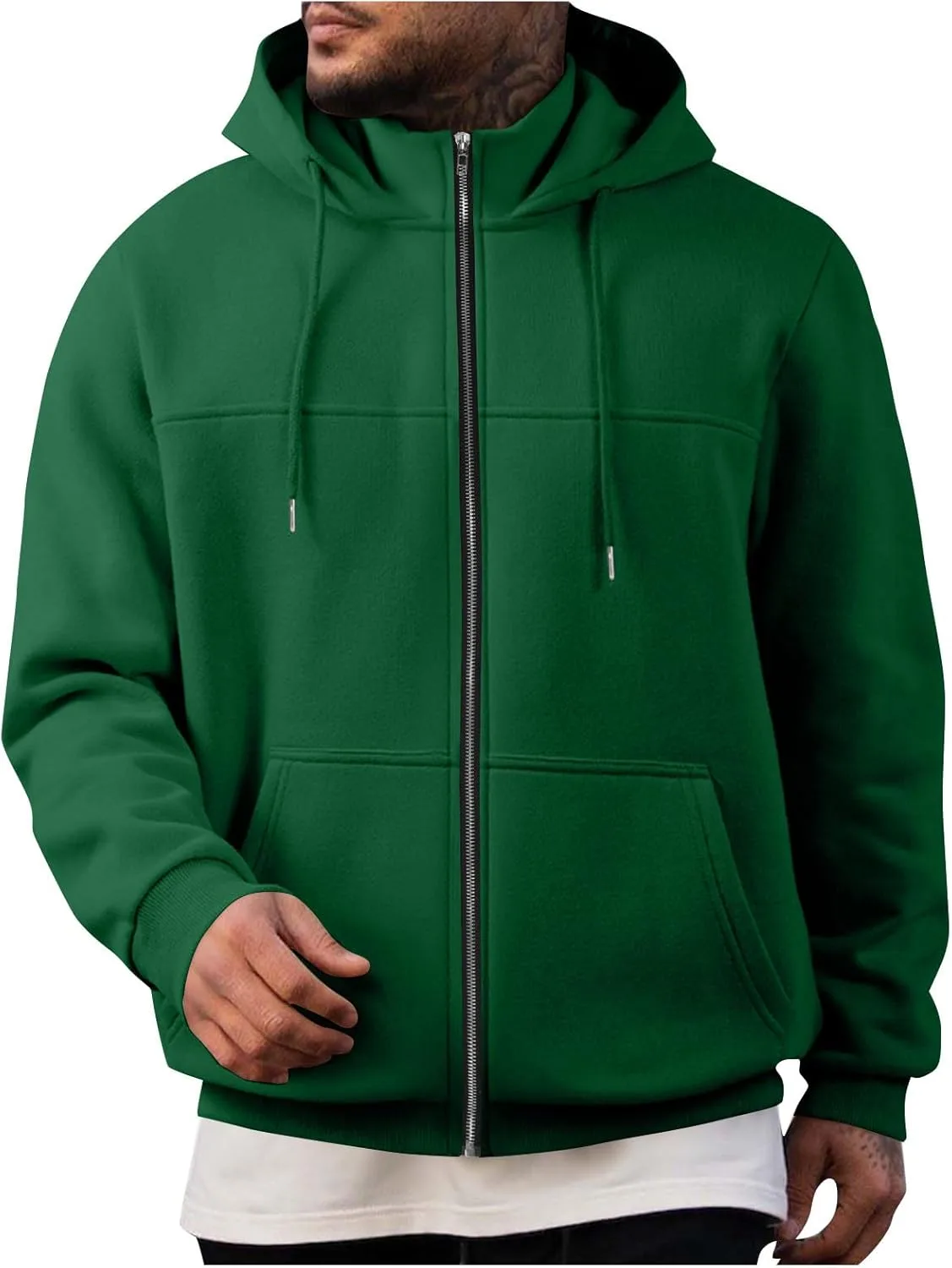 

Мужская худи с капюшоном на молнии, флисовая, с карманами Mrmaere