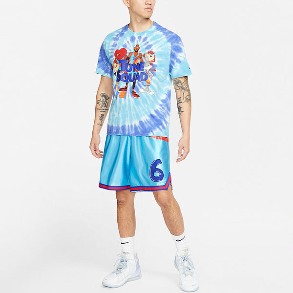 Футболка x space jam tie dye sports tee 'light blue purple' Nike, синий — фото 3