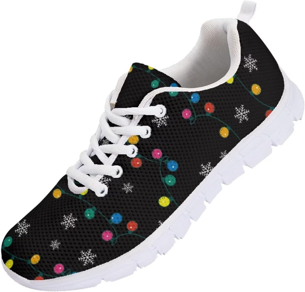 

Мужские кроссовки Funnydude Funny Print для бега, осенние, с сеткой для дыхания, свободные, на шнуровке, Christmas Light