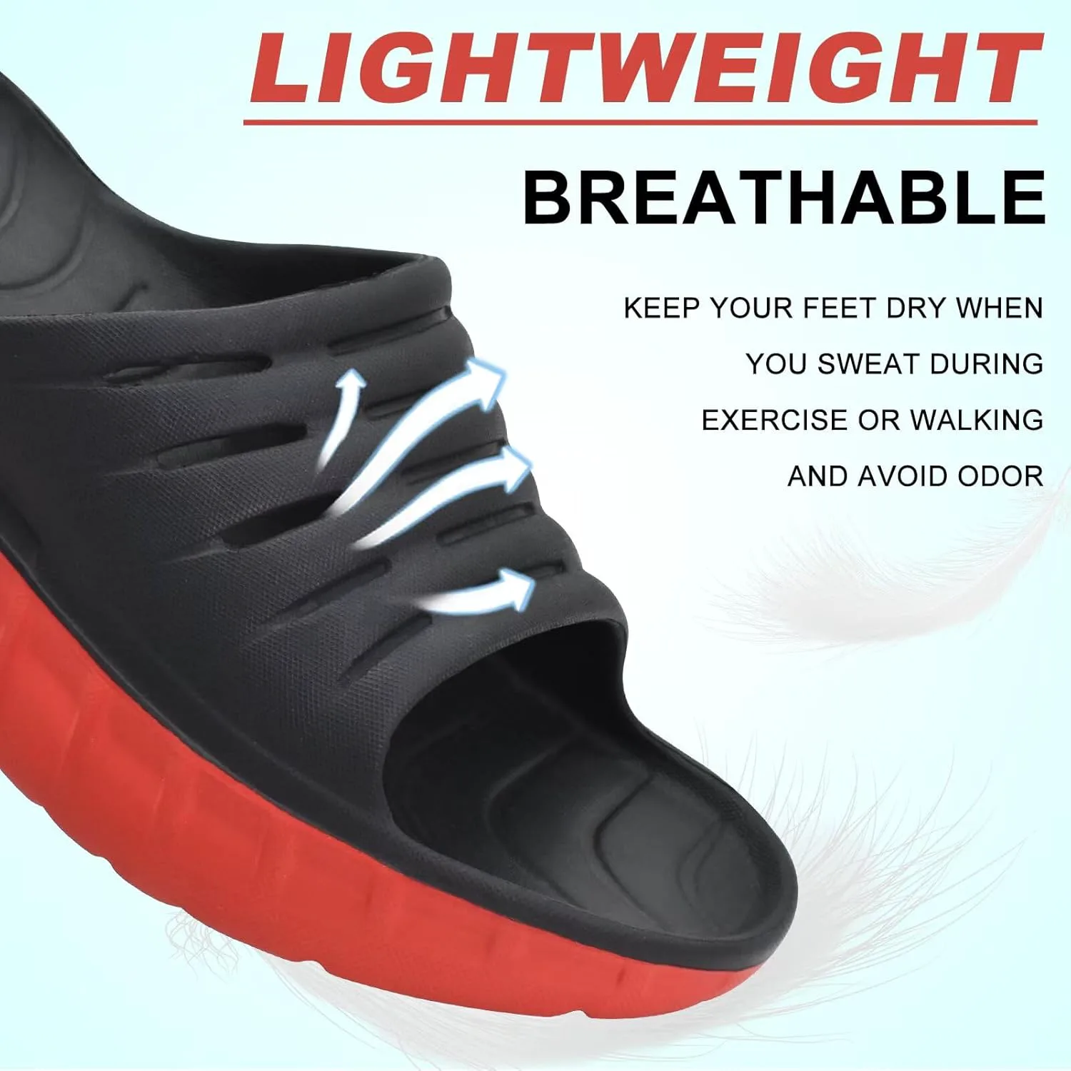 

Мужские ортопедические сандалии KuaiLu с поддержкой свода стопы, открытым носком и амортизацией, черный/красный