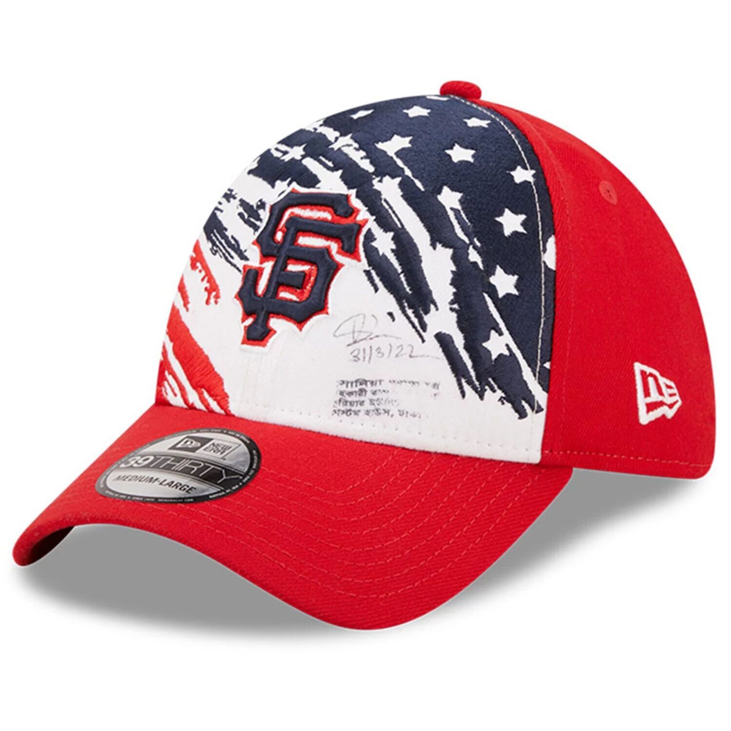 

Мужская кепка New Era Red San Francisco Giants 2022, 4 июля, 39THIRTY Flex Hat