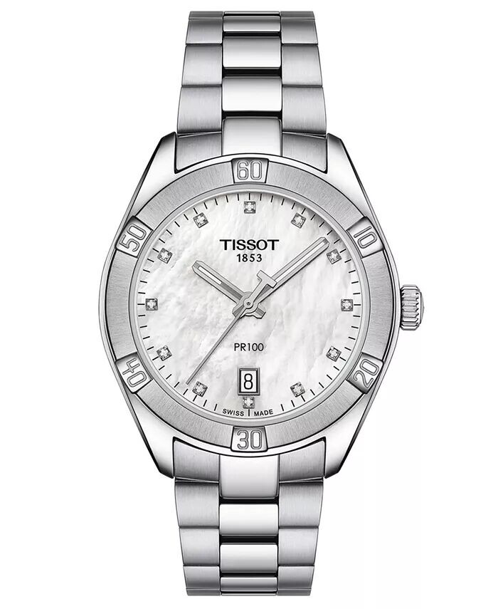 

Женские часы Swiss PR 100 Sport Chic Diamond (1/20 карата) из нержавеющей стали с браслетом, 36 мм Tissot