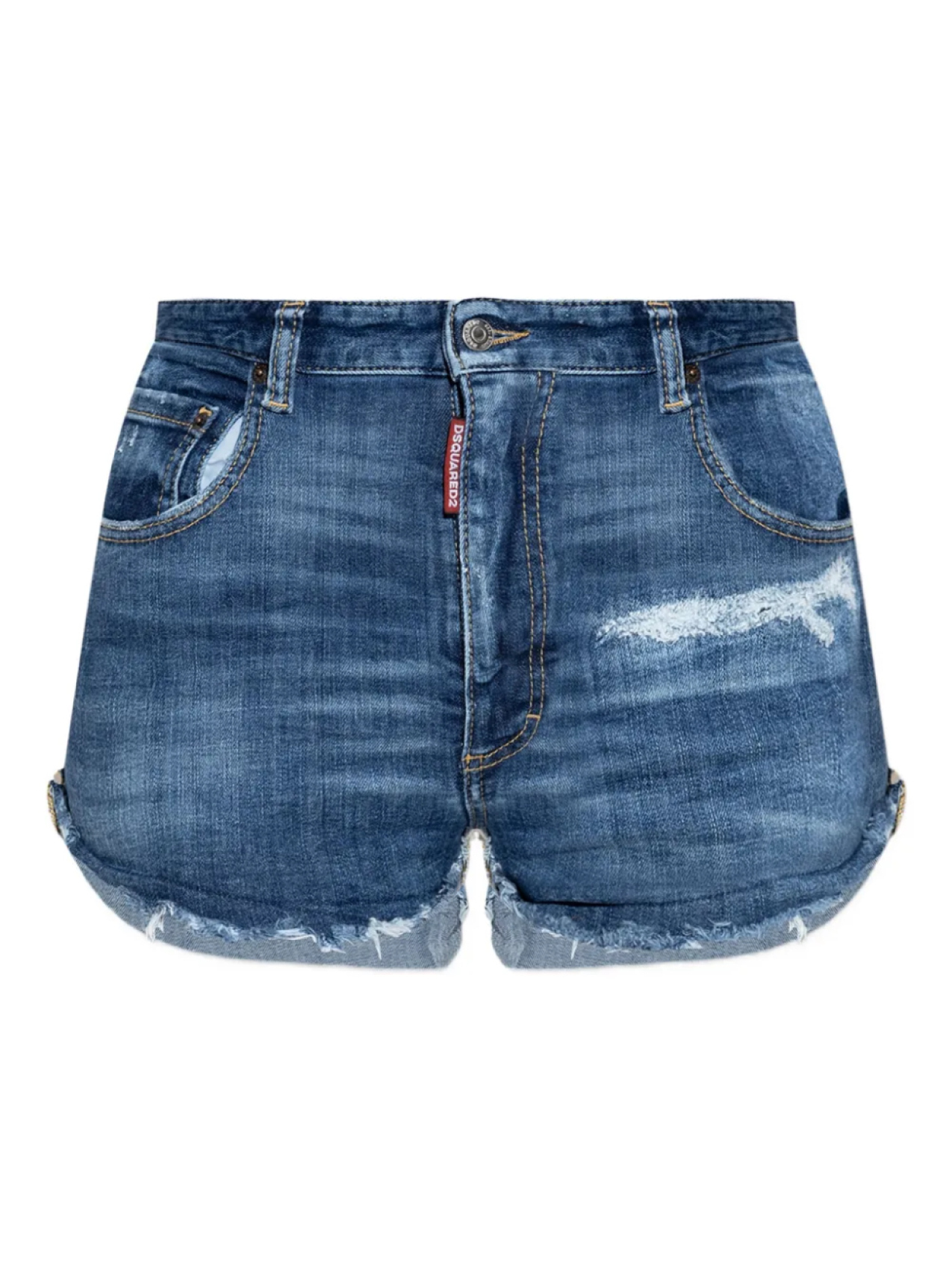 

Джинсовые шорты с рваными деталями DSQUARED2, синий