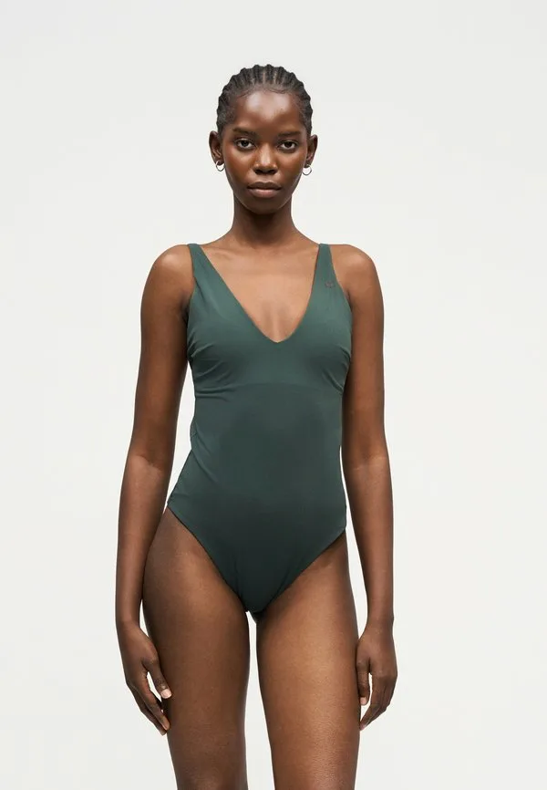 Цельный купальник с вырезом на спине и полосками Calvin Klein Swimwear, Darkest Spruce — фото 4