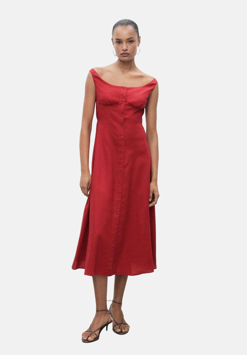 

Платье-рубашка BUTTONED MIDI Mango, Dark Orange