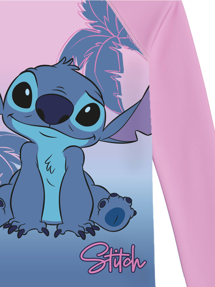 Купальная футболка с длинными рукавами Lilo & Stitch, защита от УФ-излучения 30, рашгард с длинными рукавами, розовый — фото 3