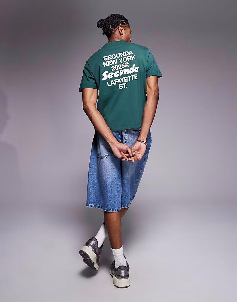 

Футболка свободного кроя зеленого цвета с текстовой графикой Asos Design, Зеленый, Футболка свободного кроя зеленого цвета с текстовой графикой Asos Design