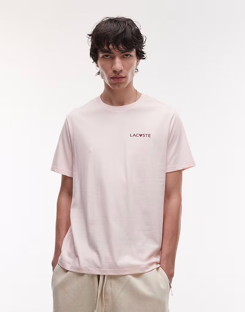 

Футболка Lacoste с надписью «Валентайн» светло-розового цвета