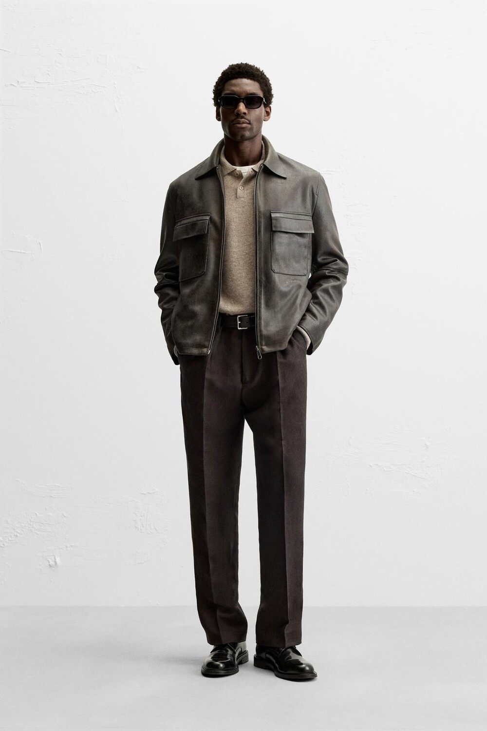 

Рубашка с эффектом выцветшей кожи ZARA, зеленый