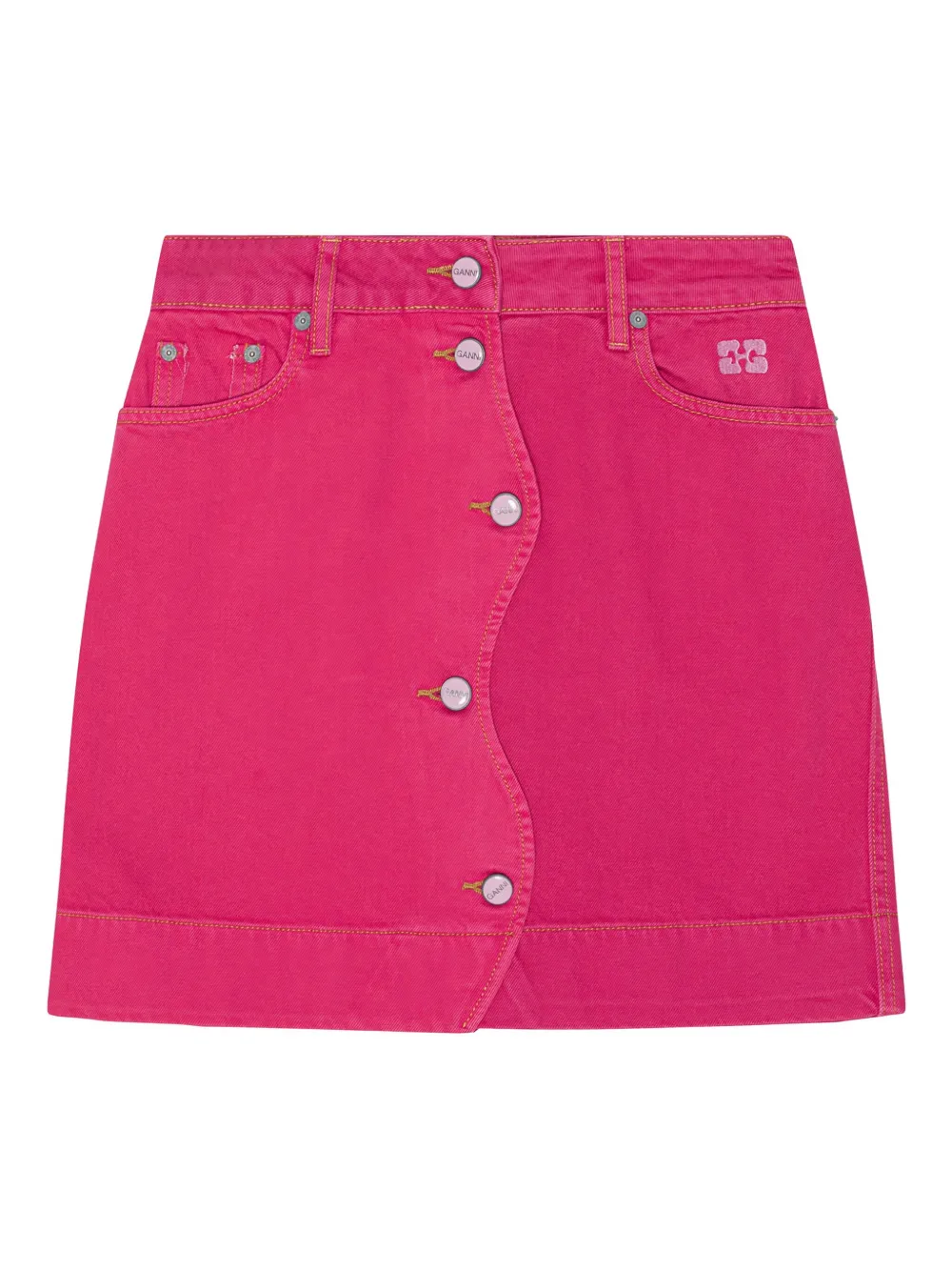 

Джинсовая юбка на пуговицах Ganni, розовый