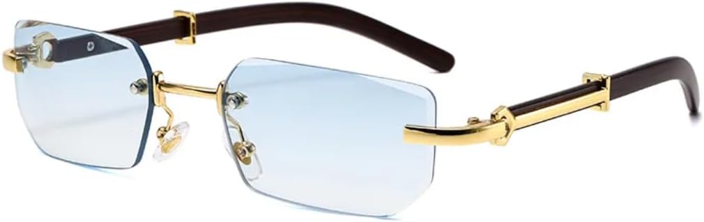 

Солнцезащитные очки с защитой UV400 | Без оправы, металлические, цветные линзы | Для женщин и мужчин, для занятий спортом на открытом воздухе и вождения DSVIGF, Gold-blue