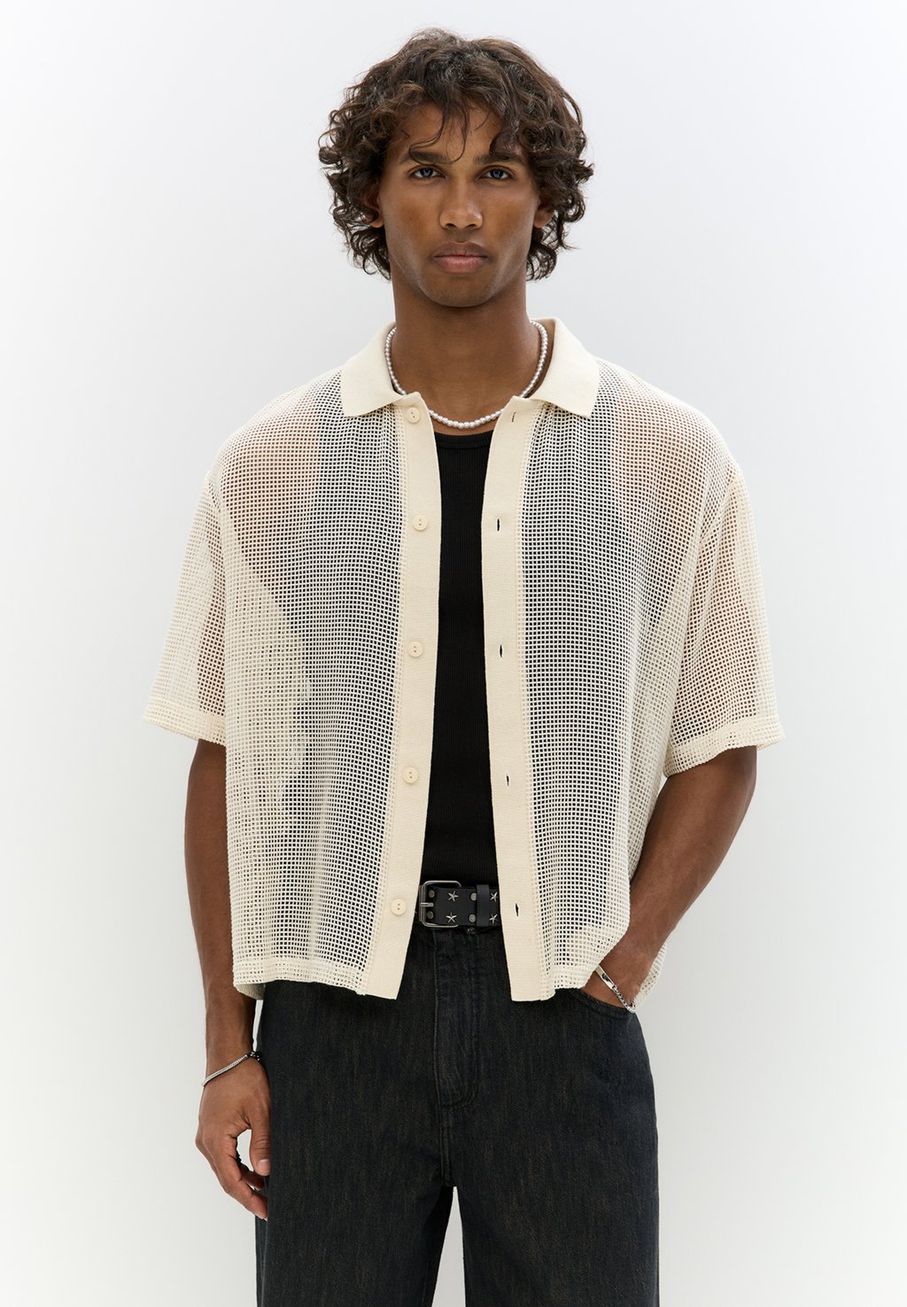 

Рубашка SHORT SLEEVE PULL&BEAR, бежевый