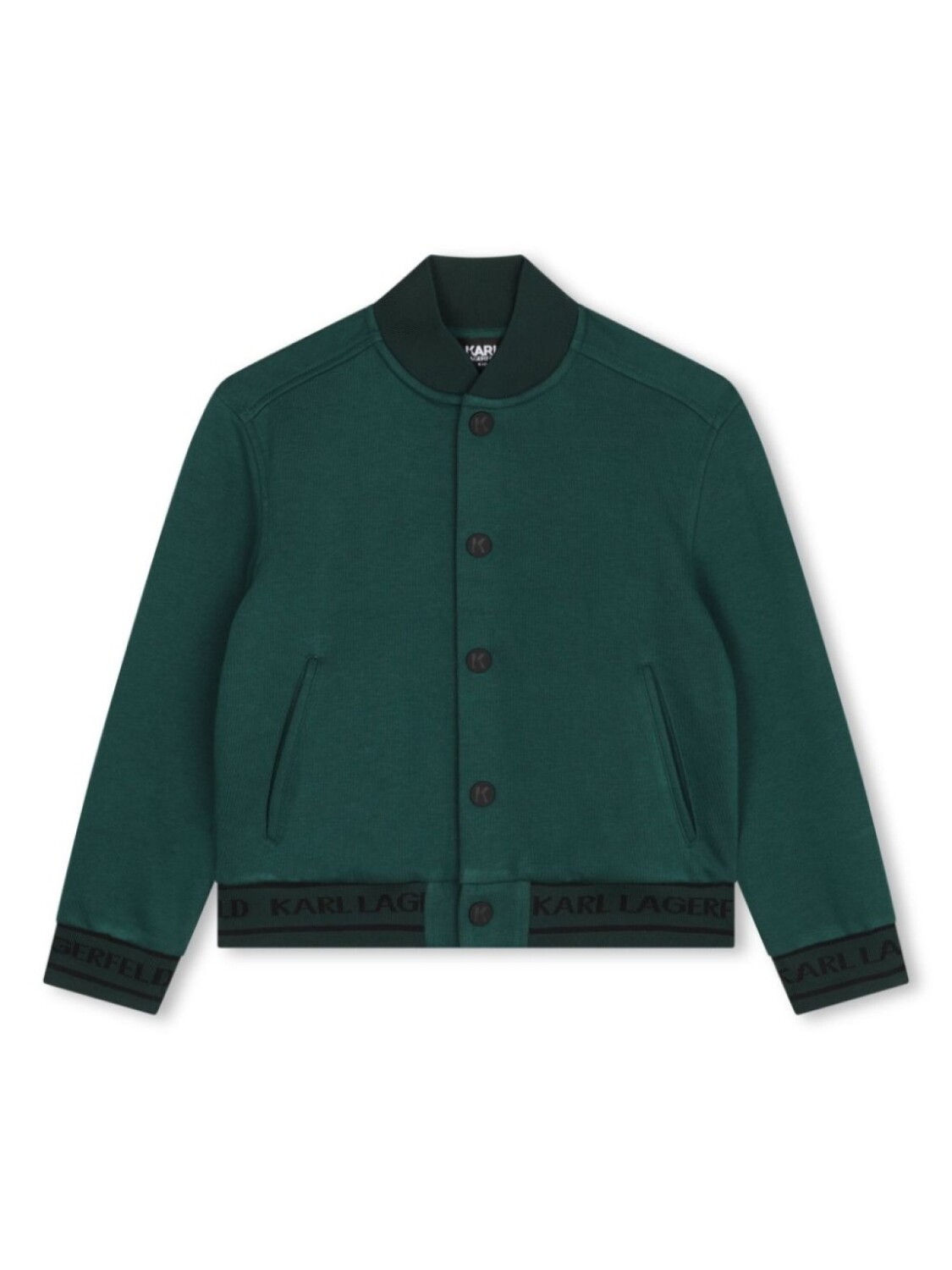 

Karl Lagerfeld Kids бомбер с вышитым логотипом, зеленый