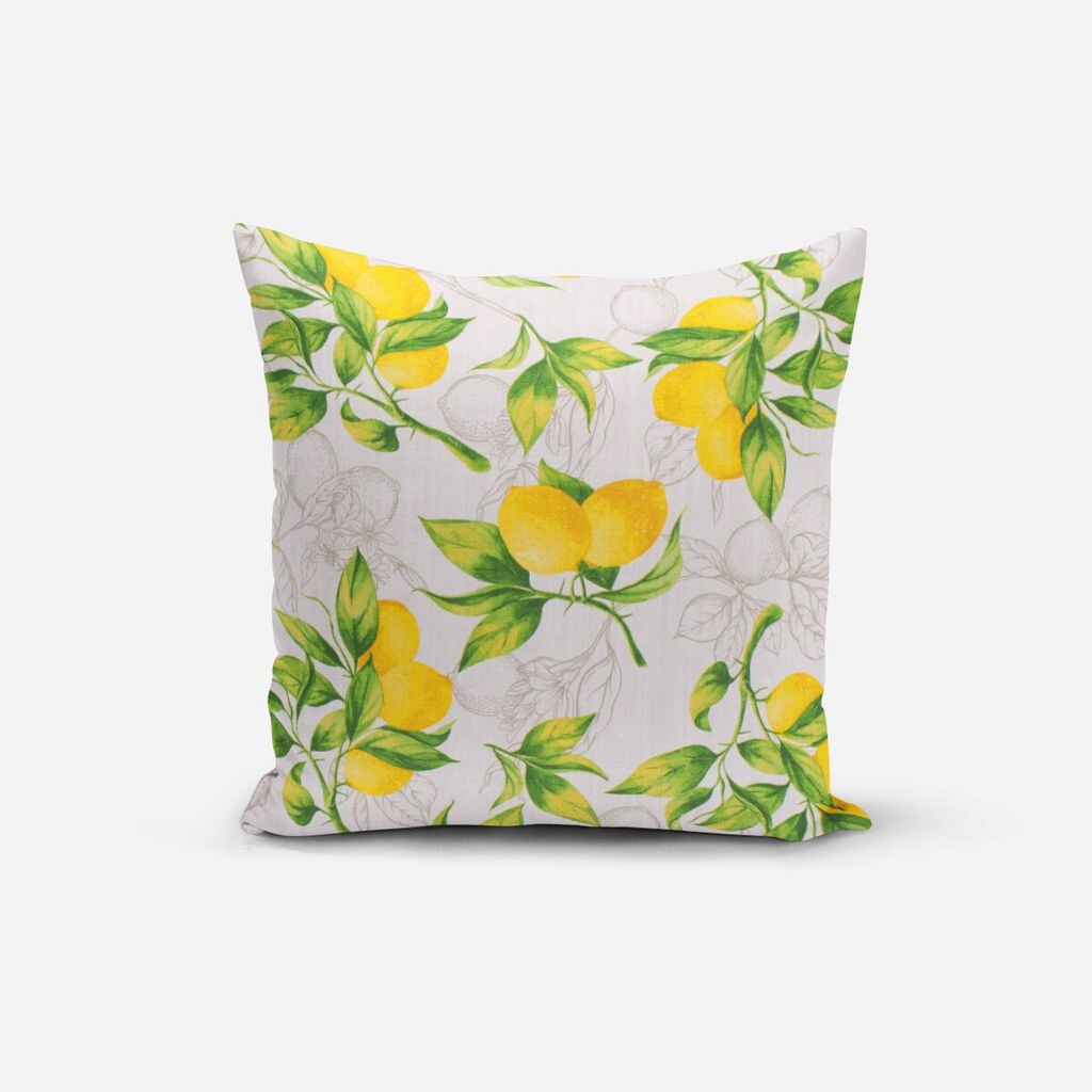 

КРАСИВАЯ ЖИЗНЬ. Чехол на подушку из хлопка Цитрон лимоны белый зеленый размер g 80х80см (ВхШ) размер 80х80см (ВхШ) Schöner-Leben