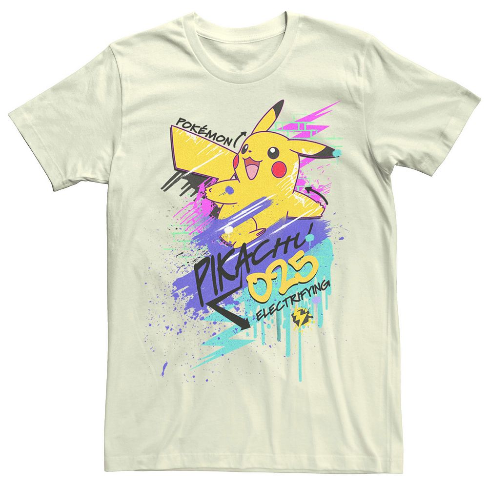 

Мужская настенная футболка с граффити Pokémon Neon Pikachu Licensed Character, цвет Natural