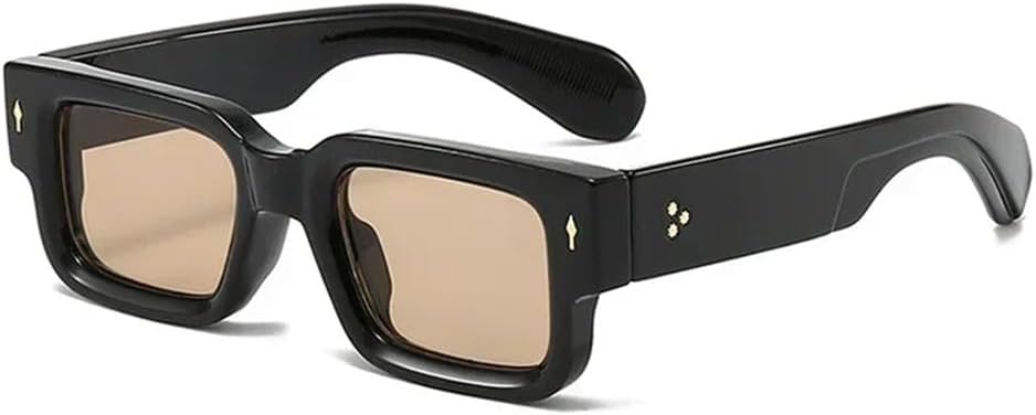 

Квадратные солнцезащитные очки для мужчин с заклепками, прозрачные линзы с голубым градиентом, защита от УФ-излучения UV400, женские солнцезащитные очки в стиле панк DSVIGF, Black Light Tea