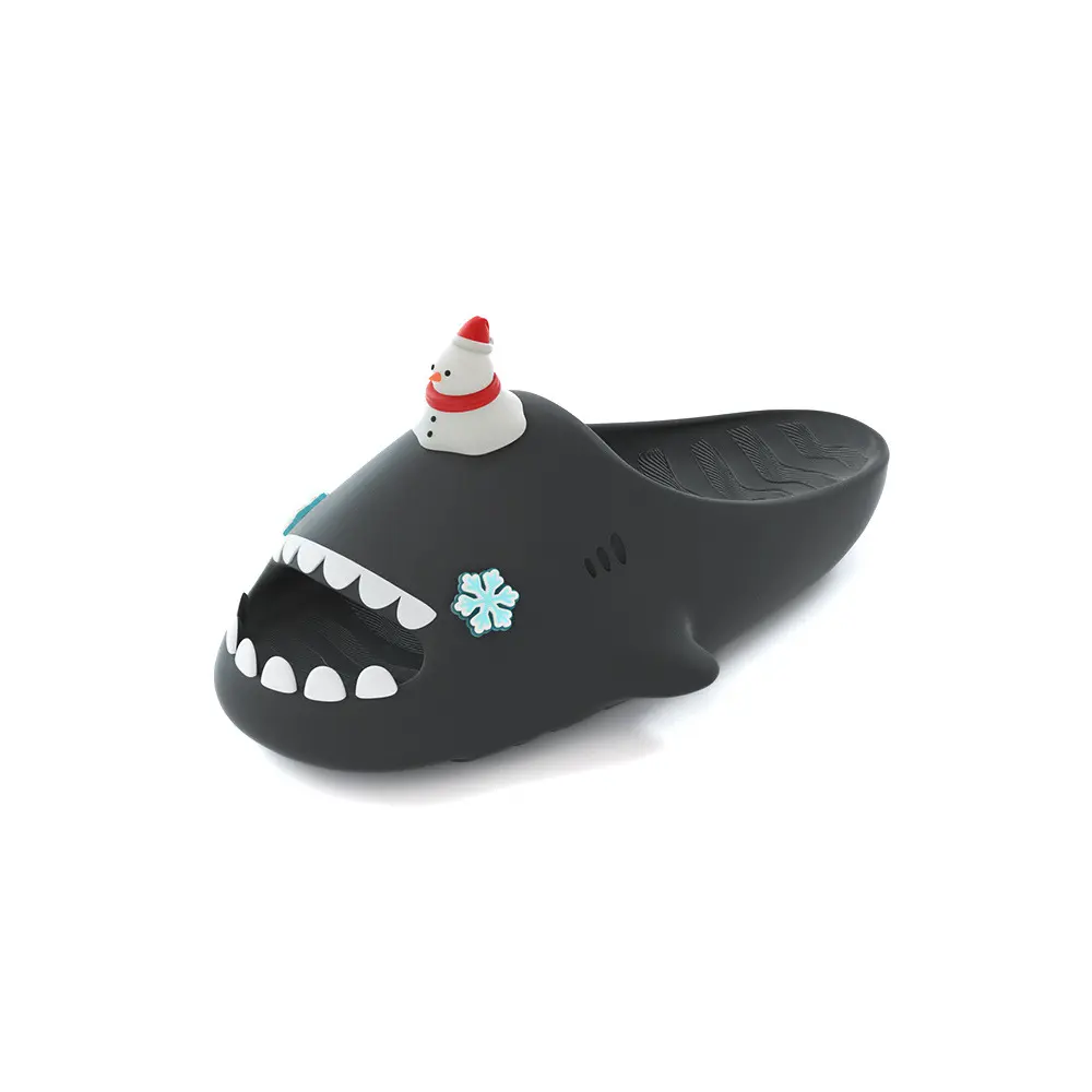 

HelloSlippers Акулий тапочки Рождественский снеговик, унисекс слайдеры черные, цвет Black