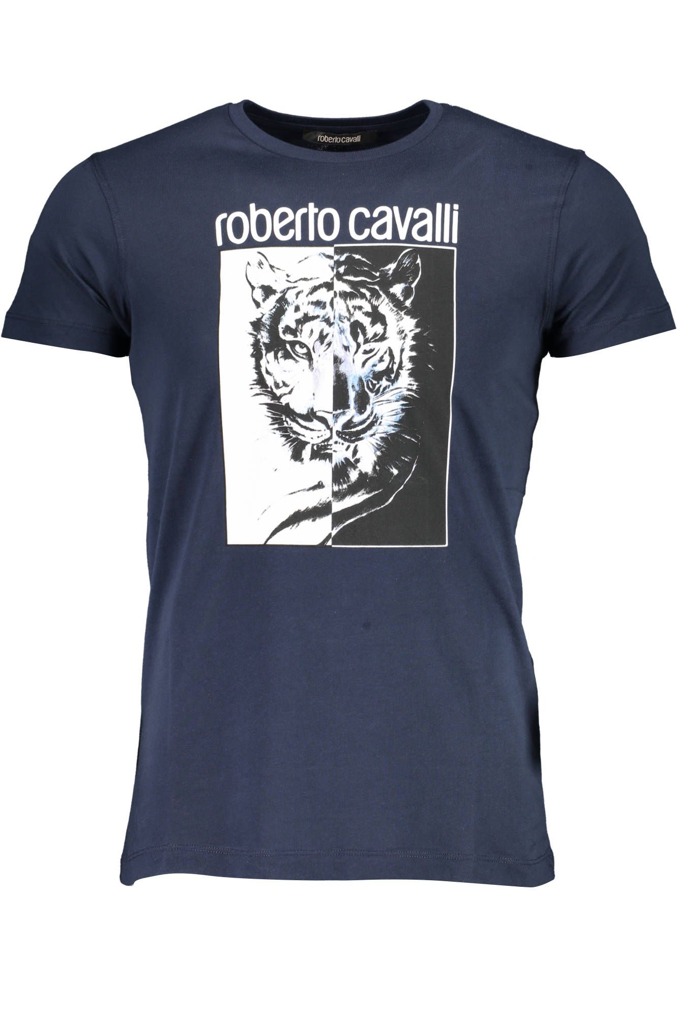 

Синяя хлопковая мужская футболка Roberto Cavalli