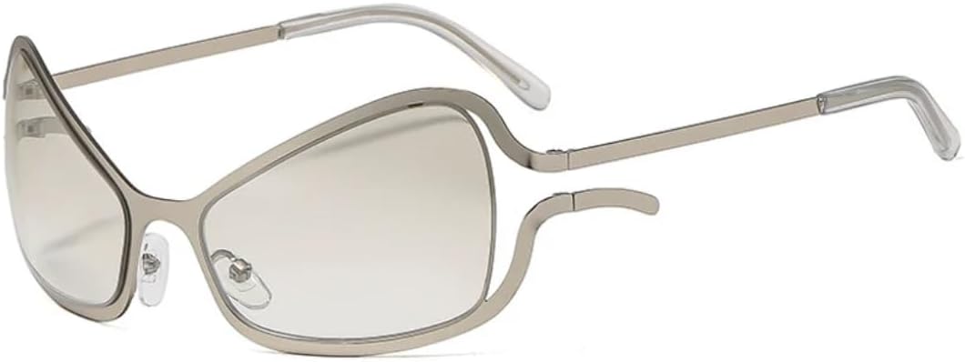 

Роскошные солнцезащитные очки в стиле киберпанк с металлической оправой для женщин, модные, для мужчин, популярные, с защитой от УФ-излучения UV400 TVTBBVV, Silver Silver