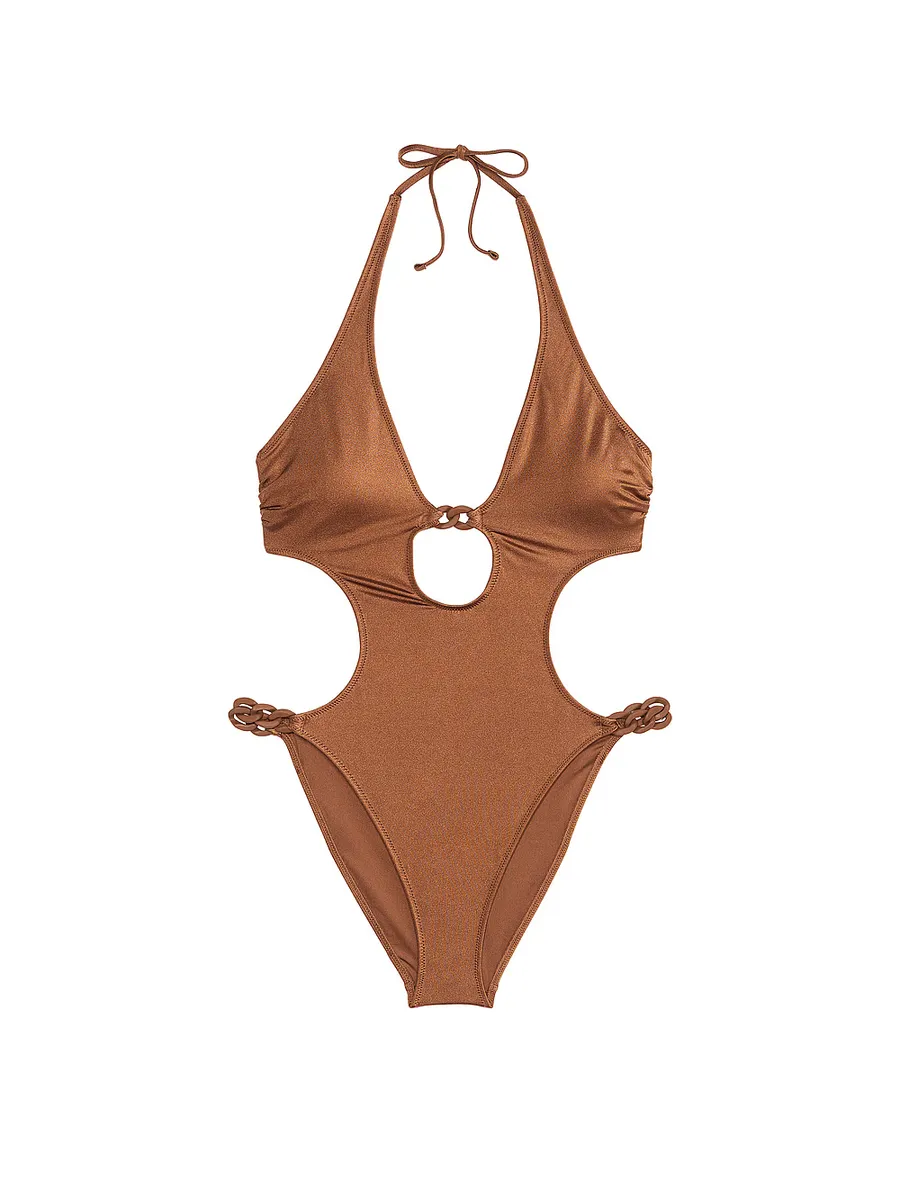 

Цельный купальник монокини с вырезом-цепочкой Victoria'S Secret Swim, цвет Caramel