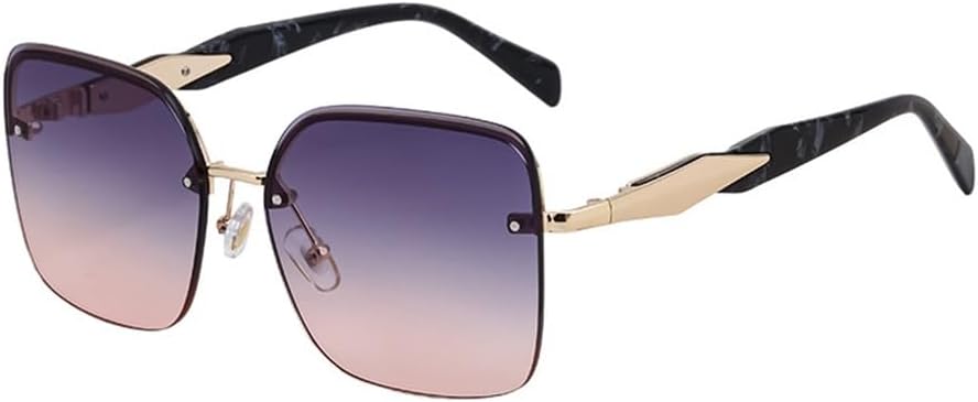 

Большие безободковые солнцезащитные очки для женщин и мужчин, винтажные солнцезащитные очки в крупной оправе, металлические очки, защита от ультрафиолета UV400 VFDHN, 6