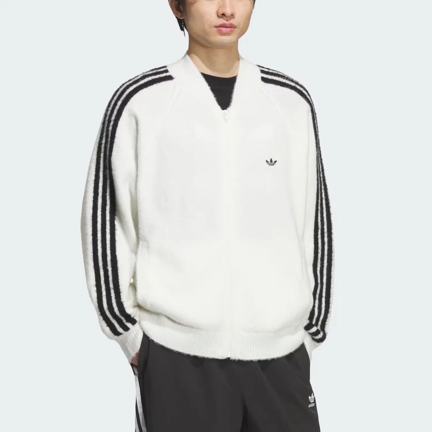 Куртка Adidas Originals SST Knit A15 Unisex серо-белая — фото 4