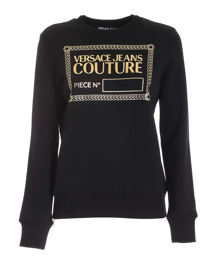 

Черная хлопковая толстовка с резиновым логотипом. Versace Jeans Couture, черный