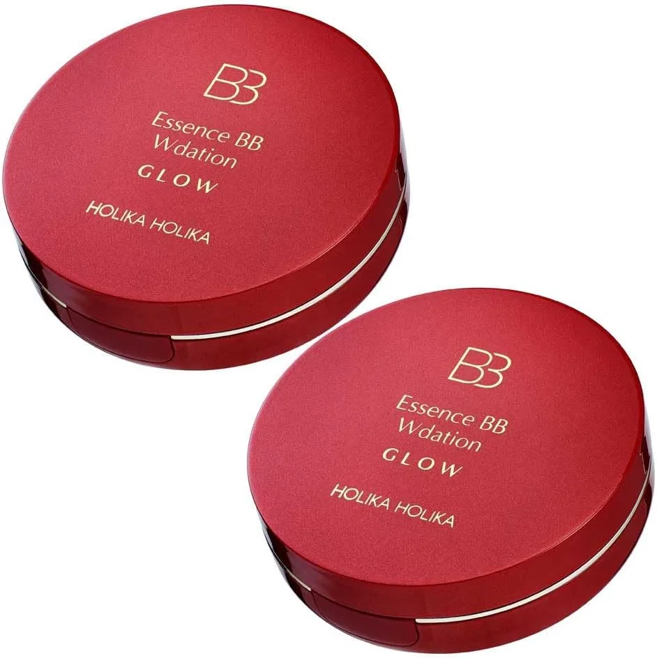 BB-крем Holika Essence BB W Setting Glow, набор 2 шт, 18 г, SPF50+, цвет бежевый
