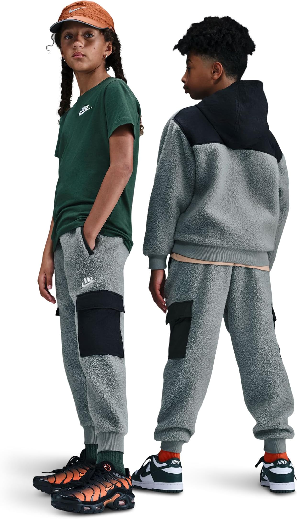 Флисовые брюки-карго Sportswear Club Nike Kids, Smoke Grey/Black/White — фото 3