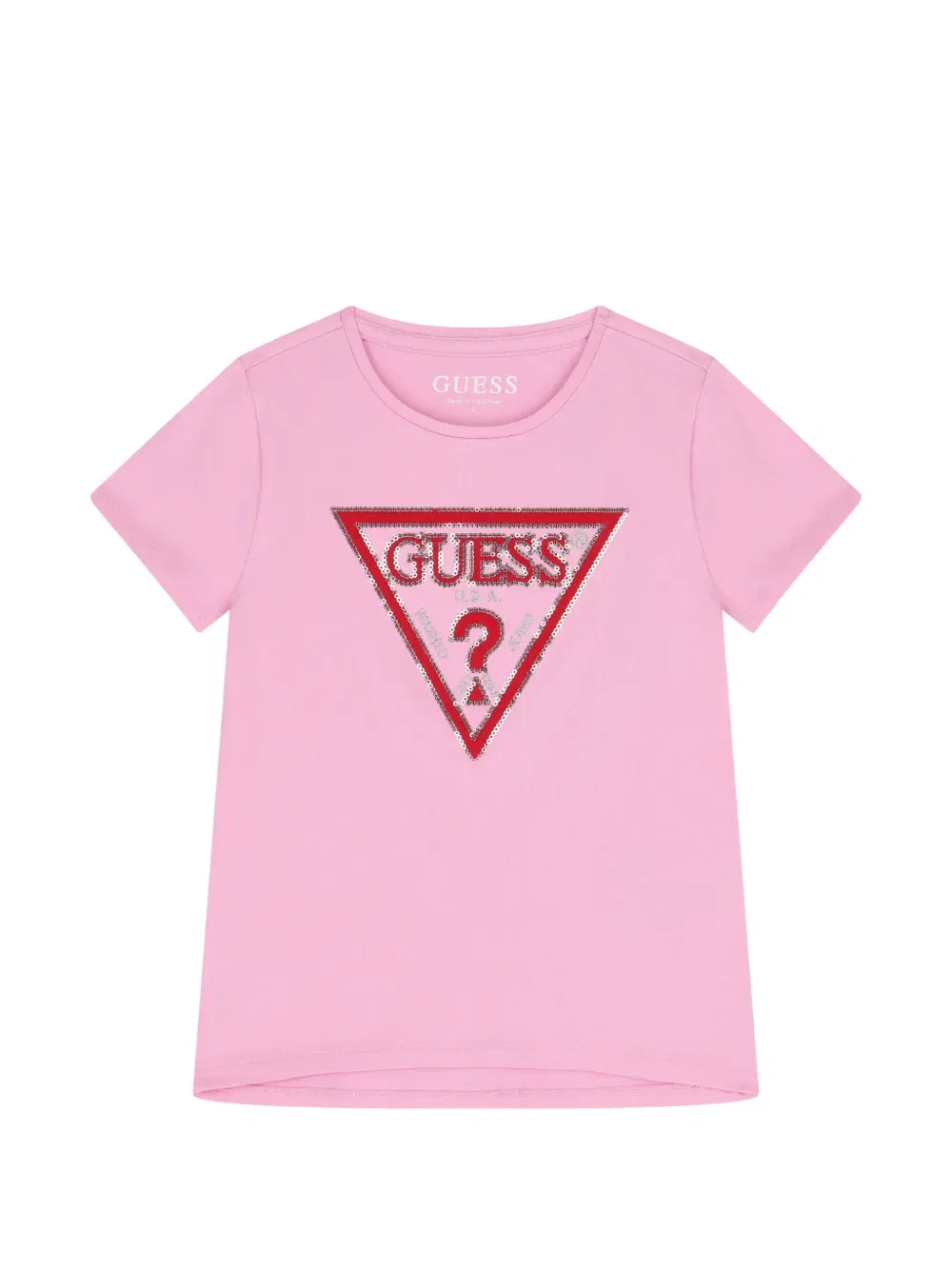 Футболка с логотипом, украшенным пайетками Guess Kids, розовый