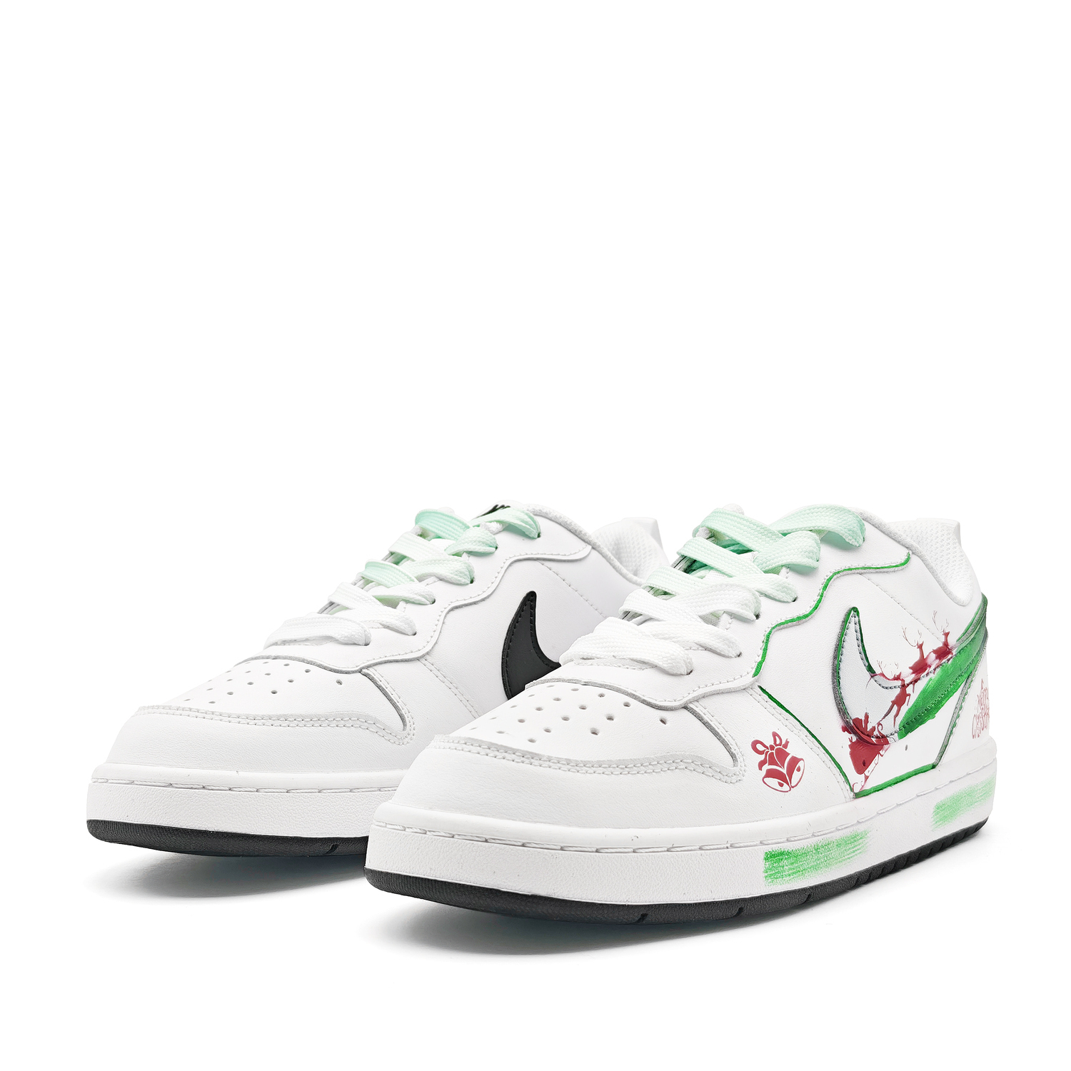 Nike Детские низкие кеды для скейтбординга Court Borough Green Forest Cosmo из синтетической кожи, дышащие, быстросохнущие, белые — фото 4