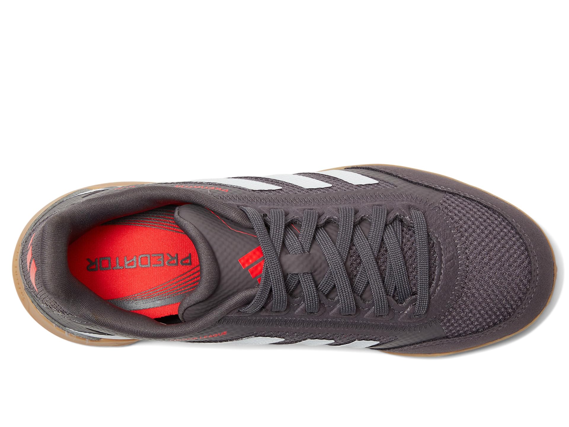 Кроссовки Adidas Kids League Predator Indoor Soccer Shoes, Grey Strata/White/Lucid Red — фото 2