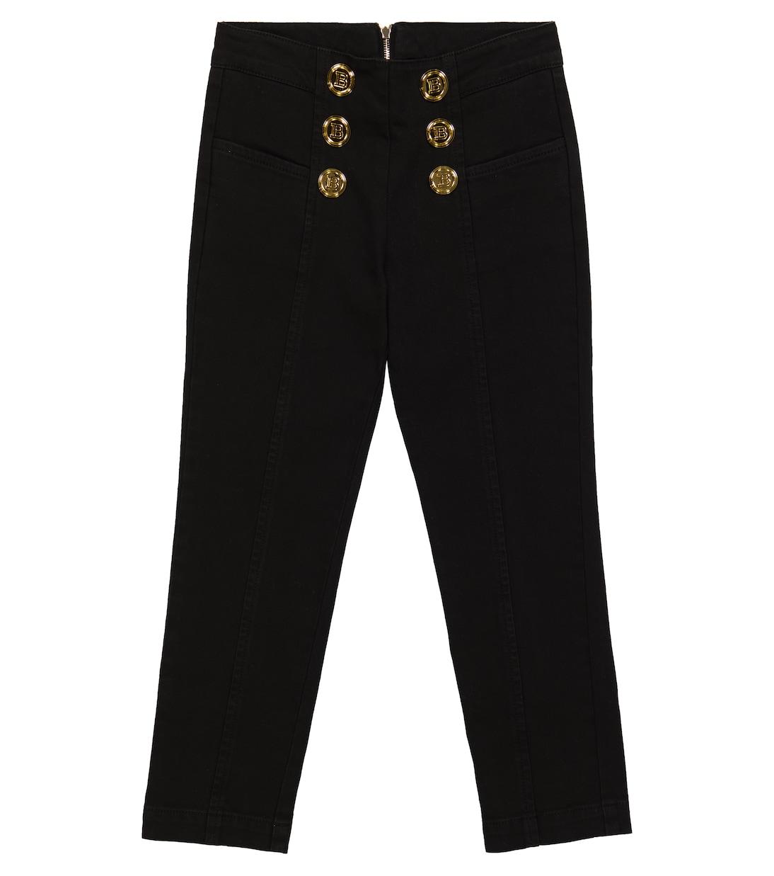 

Брюки из смесовой хлопчатобумажной ткани Balmain Kids, Nero