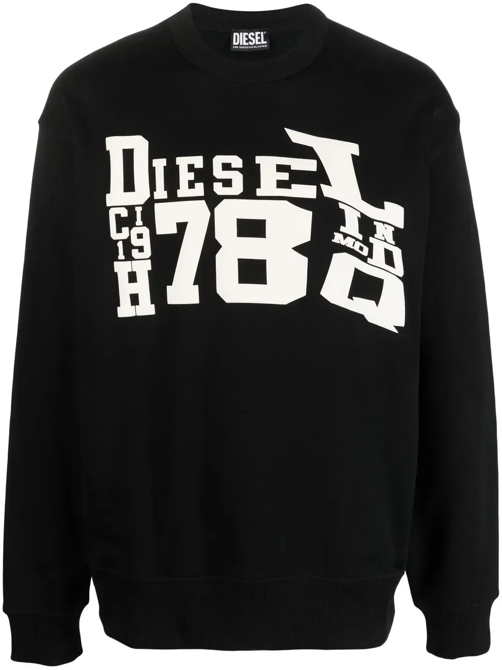 Толстовка с графичным принтом Diesel, черный