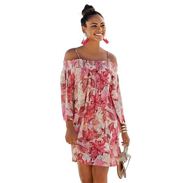 

Женское платье с принтом на одно плечо Lascana, Red Printed