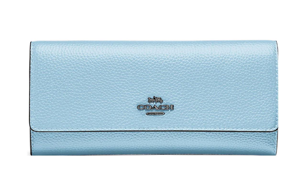 

Кожаный кошелёк женский однотонный макарун COACH
