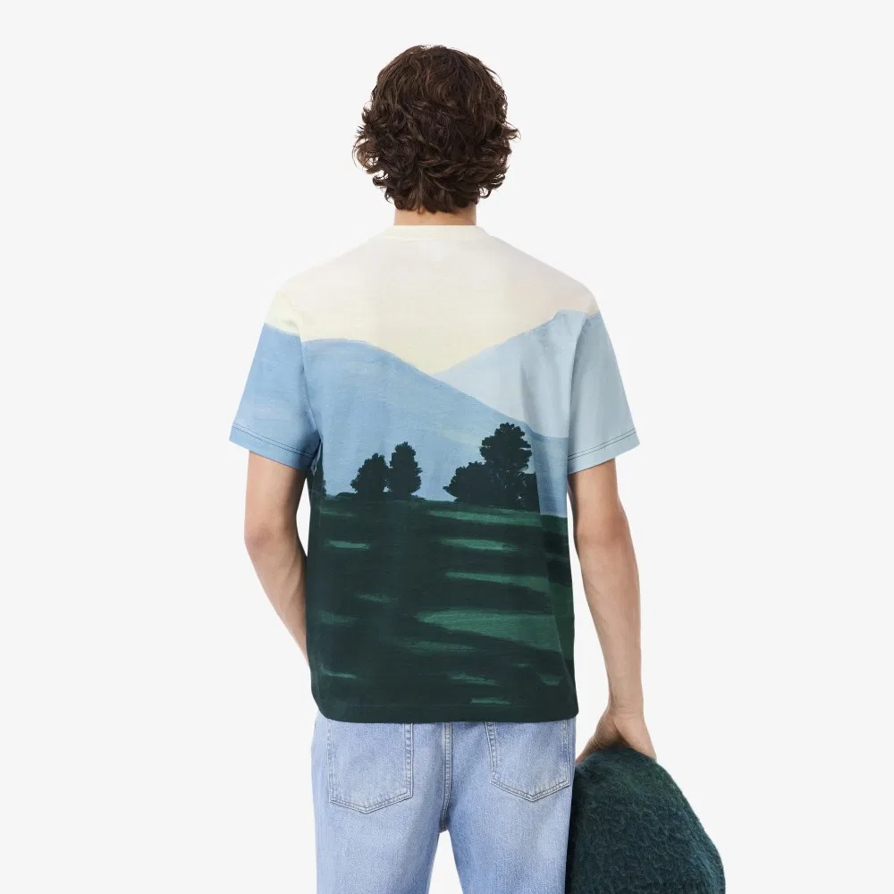 Мужская жаккардовая футболка Holiday зелёная от Lacoste — фото 3