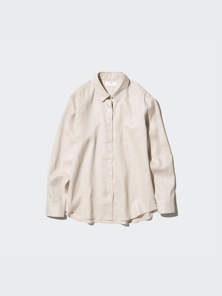 Рубашка из 100% льна премиум-класса Uniqlo, цвет 00 белый — фото 4
