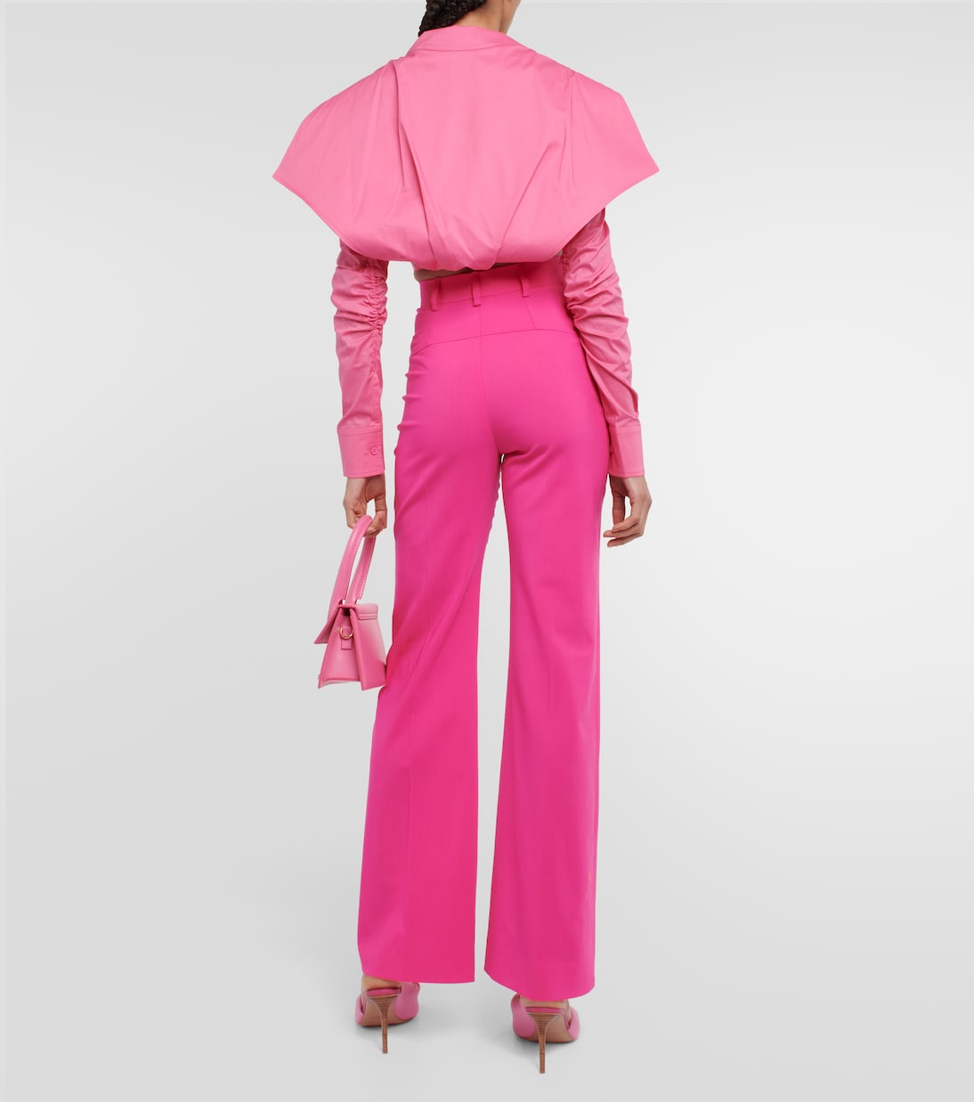 Укороченная хлопковая рубашка La Chemise Meio Jacquemus, розовый — фото 3