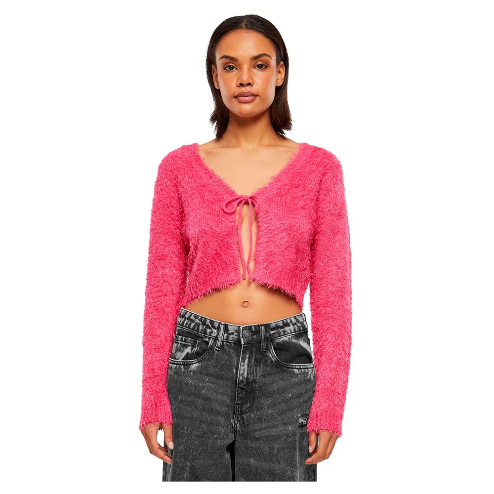 

Кардиган Urban Classics Tied Cropped Feather, розовый