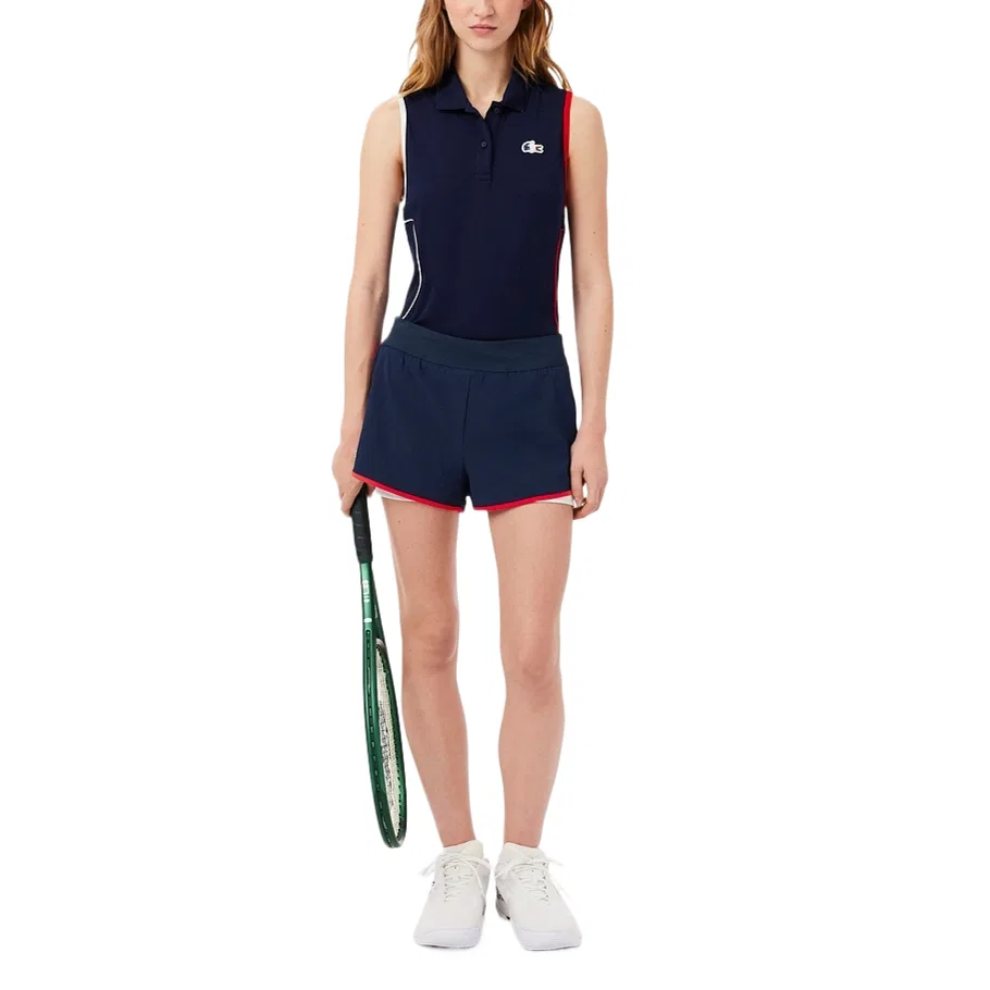 Спортивные шорты LACOSTE Navy Blue, средней посадки, прямого кроя — фото 4