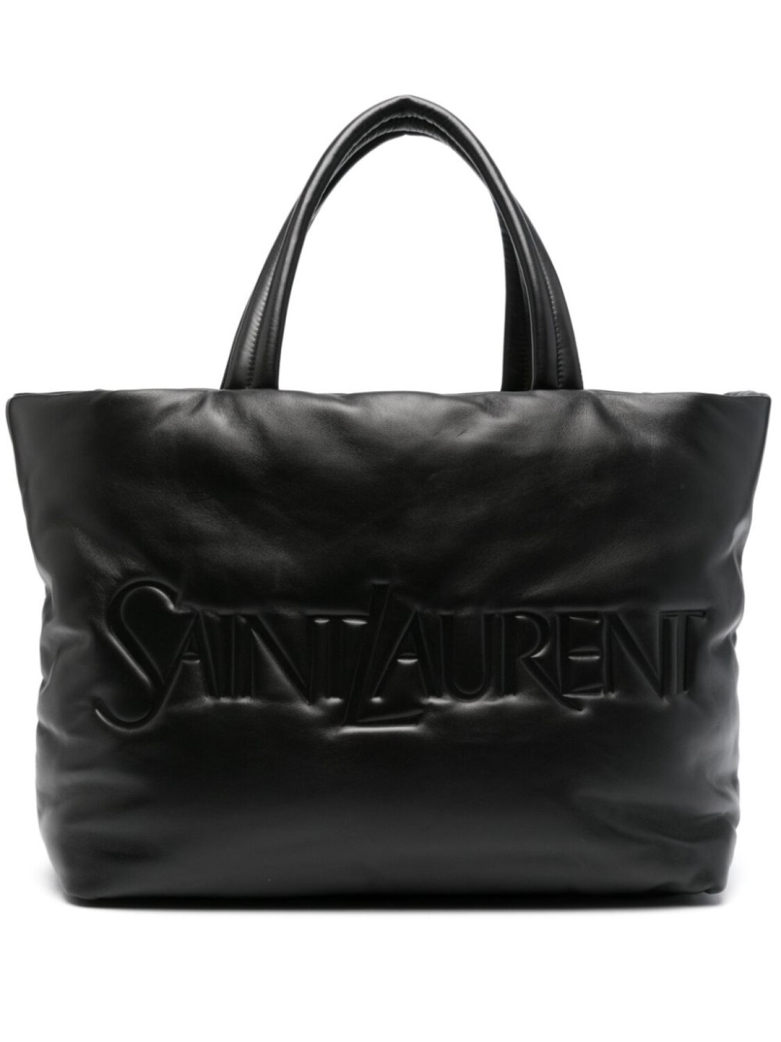 

Saint Laurent сумка-тоут с тисненым логотипом, черный