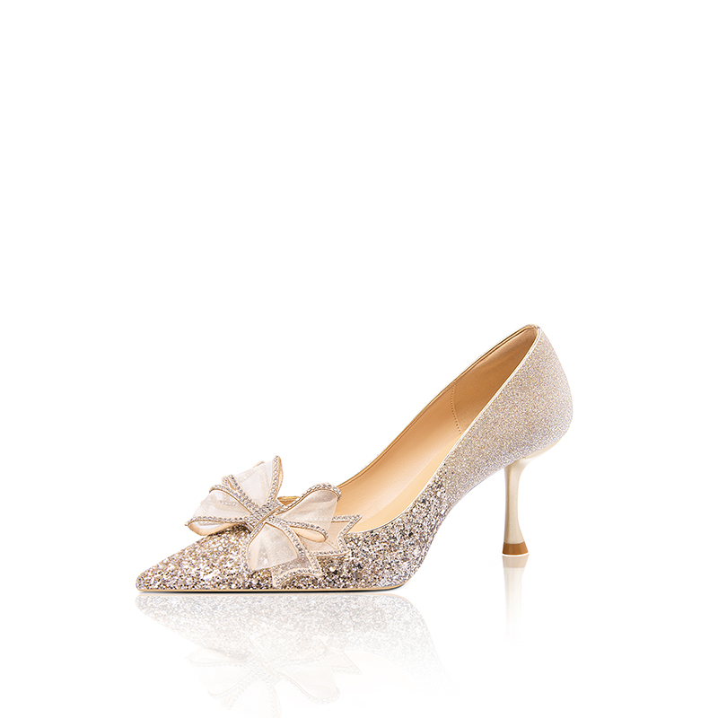 Туфли на тонком каблуке 6-8, женские, шампанского цвета, золотистые VVKI, Champagne Gold Galaxy Dream 8Cm