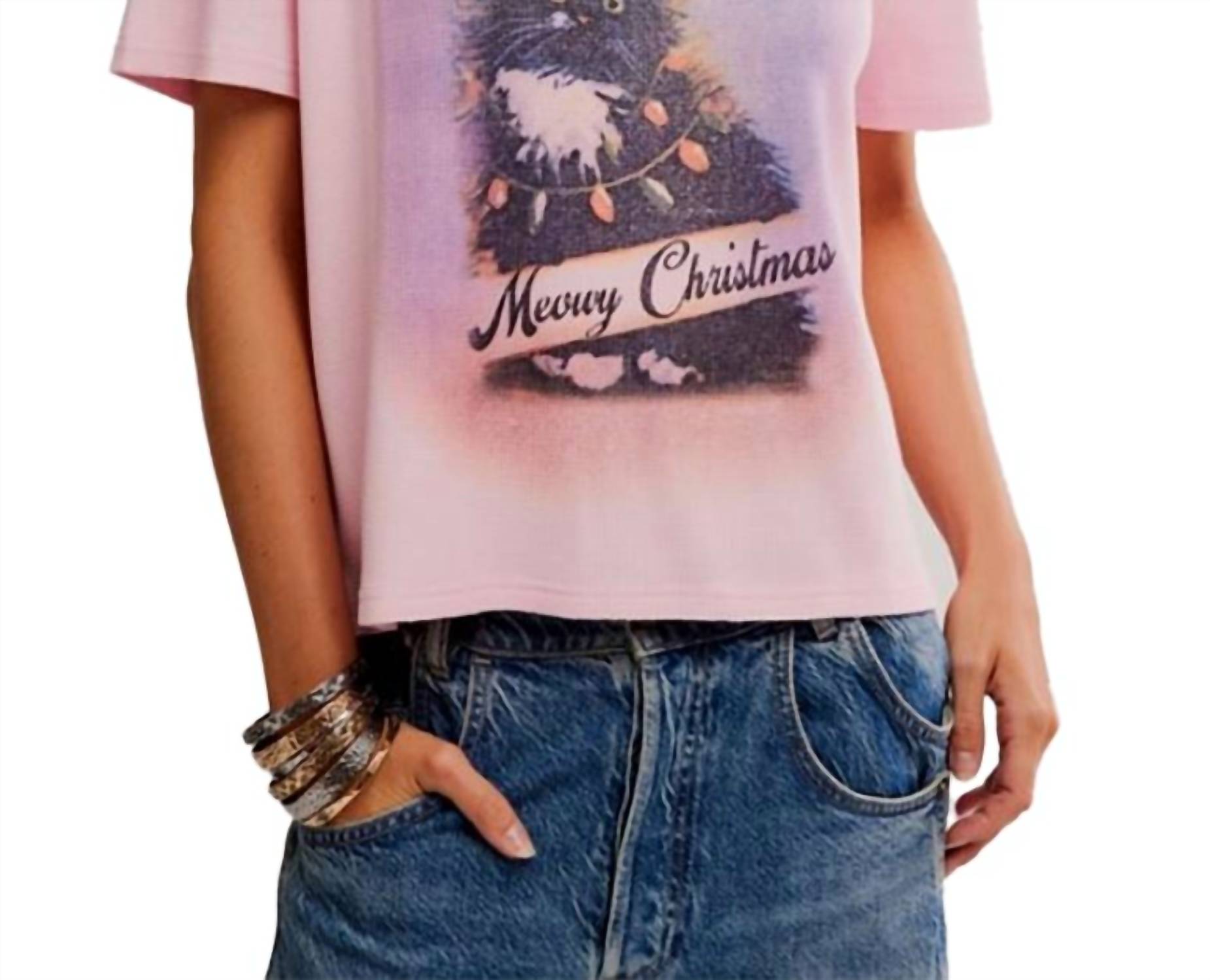 

Free People Футболка Merry Meowy в розовом цвете, Розовый, Free People Футболка Merry Meowy в розовом цвете