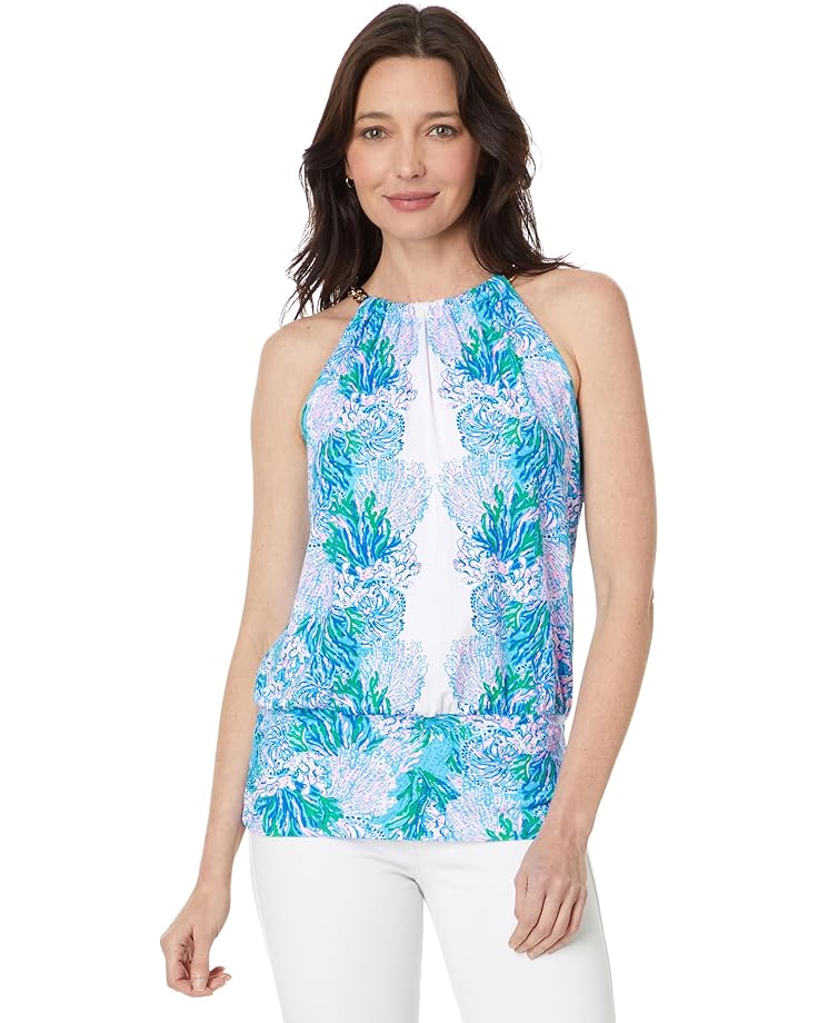 

Топ Lilly Pulitzer Bowen Halter Top, цвет Las Olas Aqua Strong Current Sea Engineered Knit Top