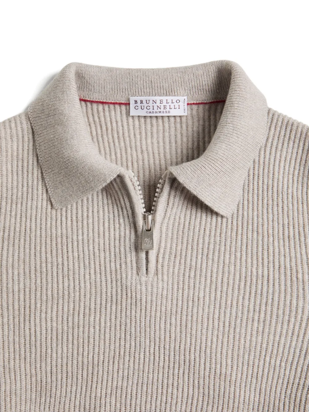Вязаный поло-топ на молнии Brunello Cucinelli Kids, серый — фото 3