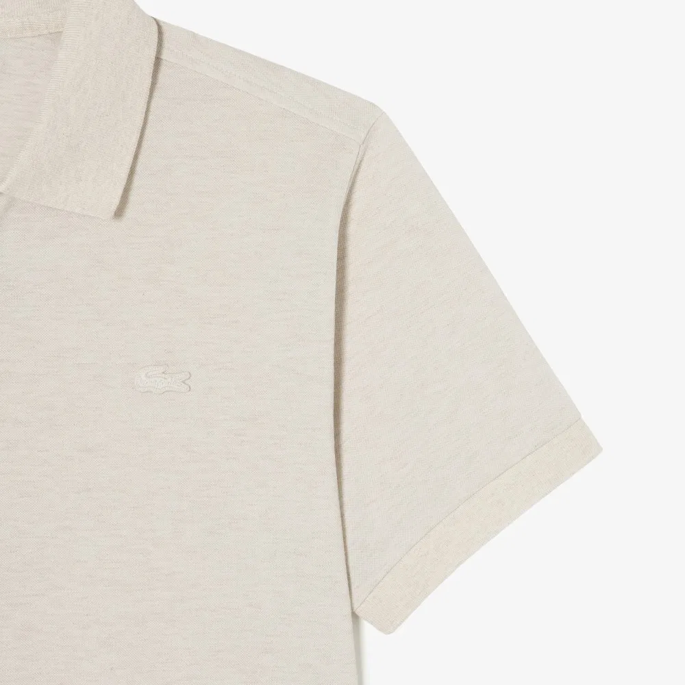 Мужская рубашка поло с открытым воротником цвета овсяный от Lacoste — фото 3